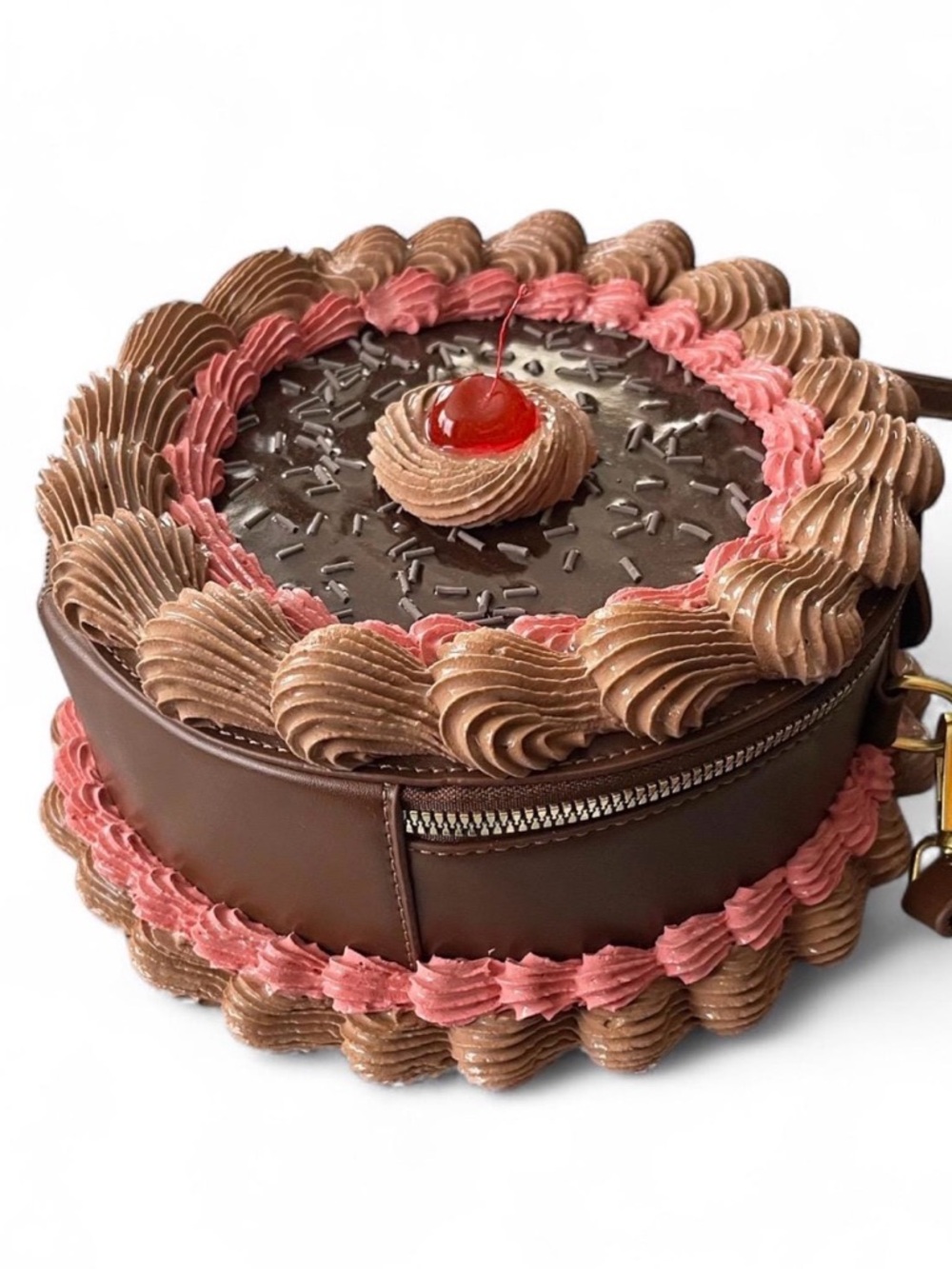 Amazing cake handbag Chocolate Cherry Party Cake Purse Prop - Brown & Red - Picture 2 of 2